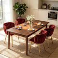 Velvet Dining Chairs Set of 4 - Wine Red, Metal Legs