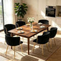 Velvet Dining Chairs Set of 6 with Metal Legs - Black