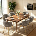 Velvet Dining Chairs Set of 6 with Metal Legs - Gray