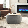 Round Storage Ottoman - Versatile Foot Rest & Side Table