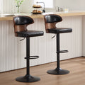 Swivel Bar Stools Set of 2 - Wooden Counter Height Chairs - Black