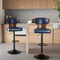Swivel Bar Stools Set of 2 - Blue Wooden Kitchen Chairs