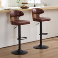 Swivel Bar Stools Set of 2 - Wooden Kitchen Chairs with Back, Brown