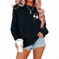 Women's Black Ghost Spooky Season Sweatshirt with Embroidered Graphic - S Variation