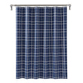 Navy Plaid Shower Curtain Set with 12 Metal Hooks - Waterproof PEVA Bathroom Decor
