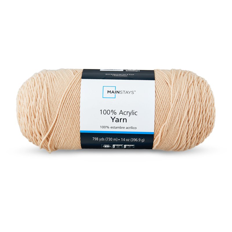 Medium Acrylic Yarn 14 oz 798 Yards - Buff Color for Knitting & Crochet