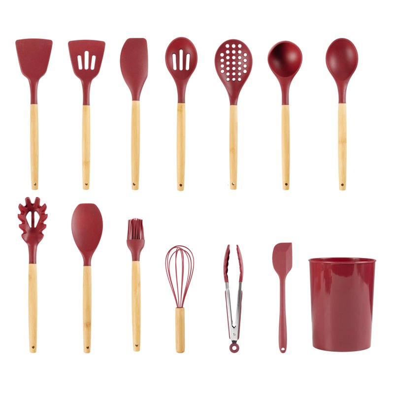 14-Piece Silicone Kitchen Tool Set - Luscious Merlot