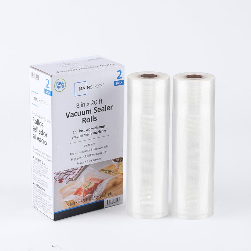 Vacuum Sealer Bag Rolls - 2 Pack, 8 in x 20 ft Each for Food Storage