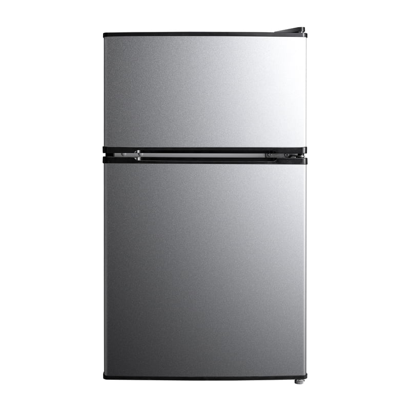 3.2 cu ft 2-Door Compact Refrigerator with Freezer, Stainless-Steel Look