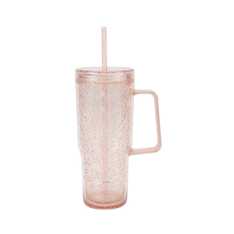 30 oz Pink Bubble Pattern Tumbler with Handle