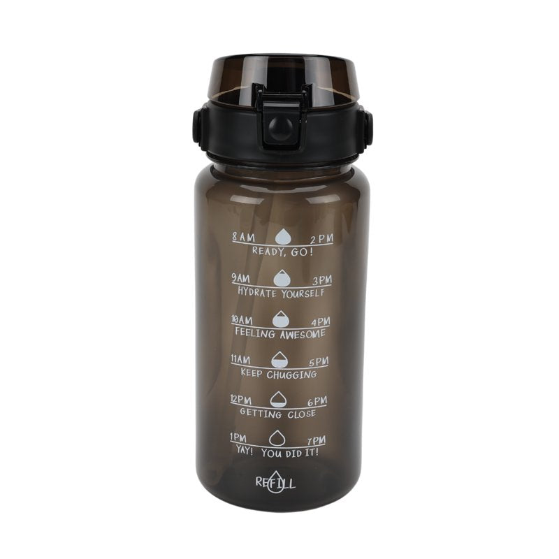 48 oz Black Plastic Water Bottle with Handle & Phone Holder