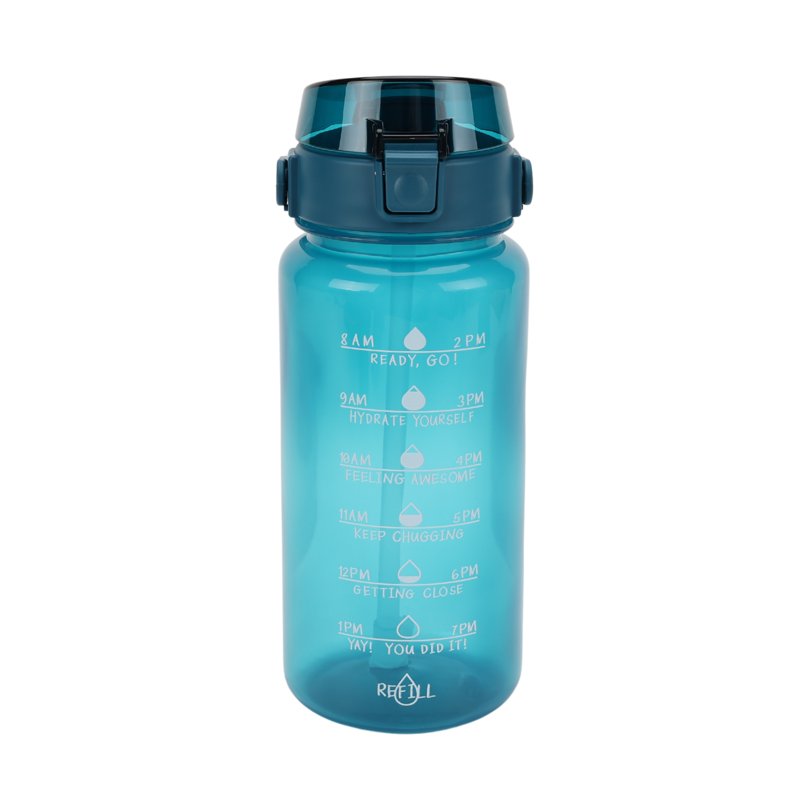 48 oz Blue Plastic Water Bottle with Handle & Phone Holder