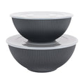 Eco-Friendly Ribbed Serve Bowl Set - Black, 4-Piece