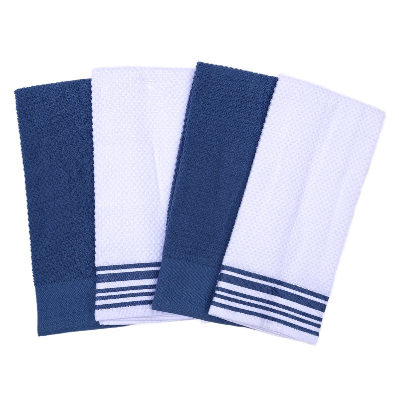 Woven Kitchen Towel Set - 4-Pack 16x26 in, Blue Corduroy