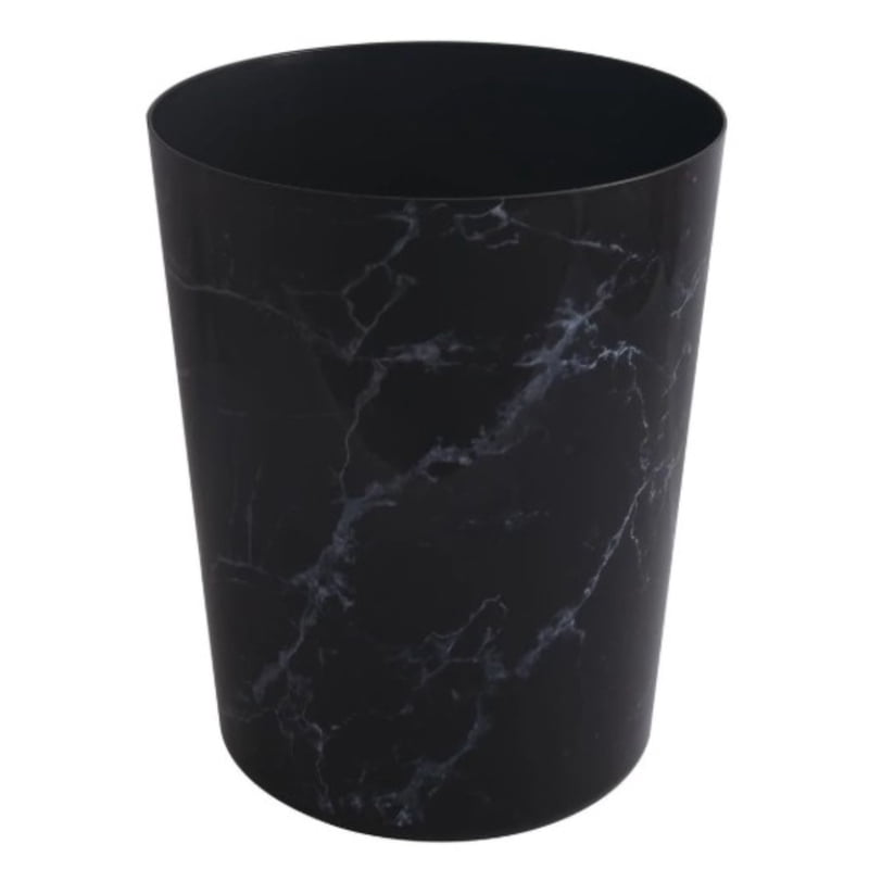 5 Gallon Black Marble Bathroom Trash Can - No Lid