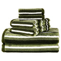 Cotton Towel Set with Green Stripes - 6-Piece Bath, Hand & Washcloths