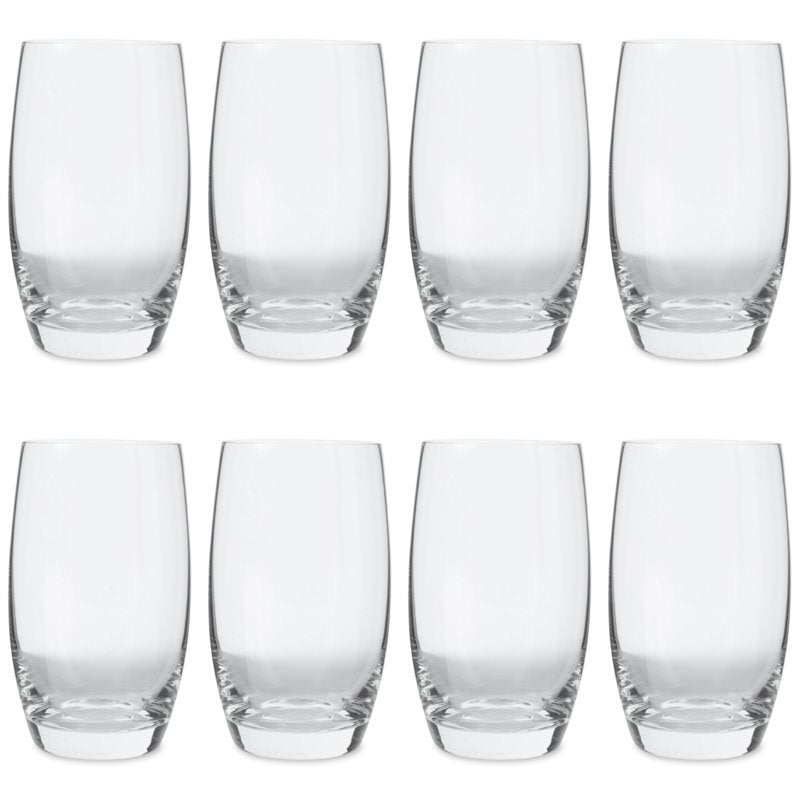 18 Ounce Glass Drinkware Set - 8 Retro Glasses for Entertaining