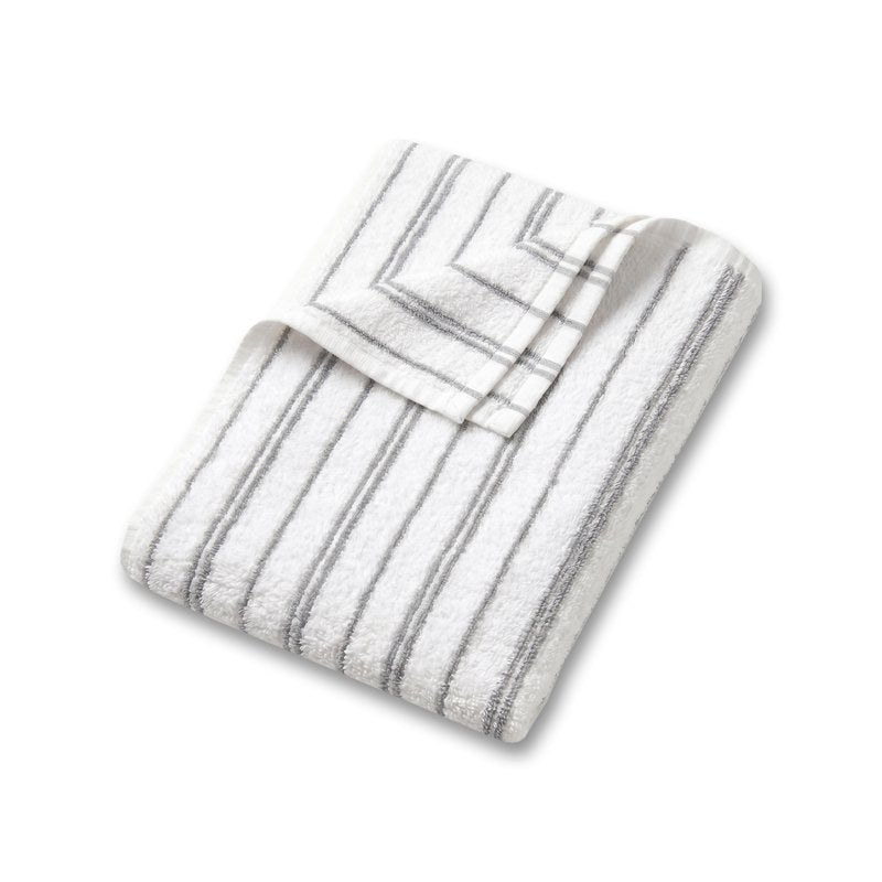Mainstays White Striped Bath Towel - Soft 100% Cotton, Absorbent 27x52 Inches - Machine Washable