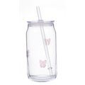 Bow Charm Glass Can Sipper - Durable Drinkware with Pink Bow