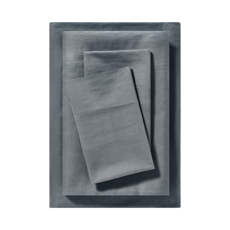 Twin Dreamy Soft Cotton Bed Sheet Set - 220 Thread Count Brushed Sateen, Deep Pocket, Soothing Grey