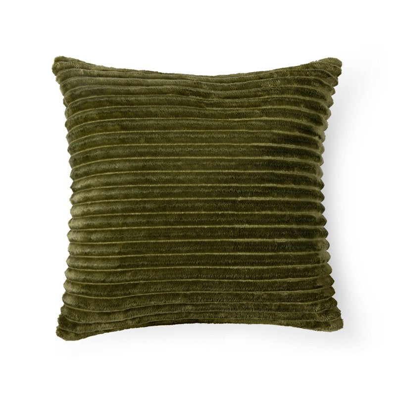 Winter Chalet Corduroy Decorative Pillow 18x18 - Rustic Velvet Throw Cushion