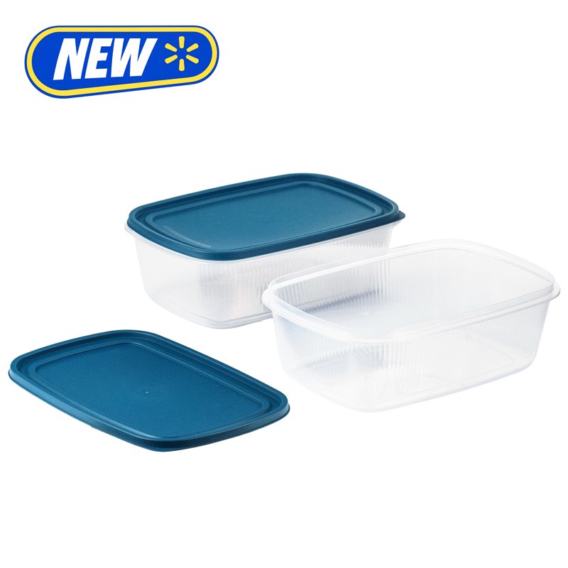 Large Rectangle Food Storage Containers - 2 Pack, 2.5 Gallons