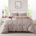 Reversible All-Season Full/Queen Duvet Cover Set with Floral Bowknot - Green