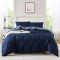 King Duvet Cover Set - All-Season Navy 3-Piece Bedding