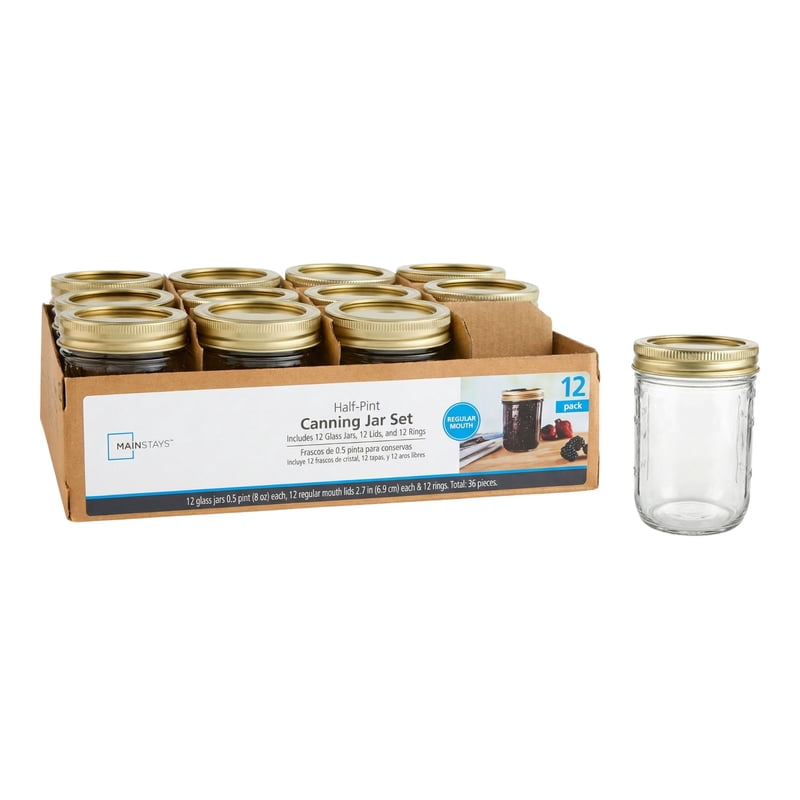 8 oz Mason Jars - Regular Mouth Half Pint Canning Jars, 12-Pack