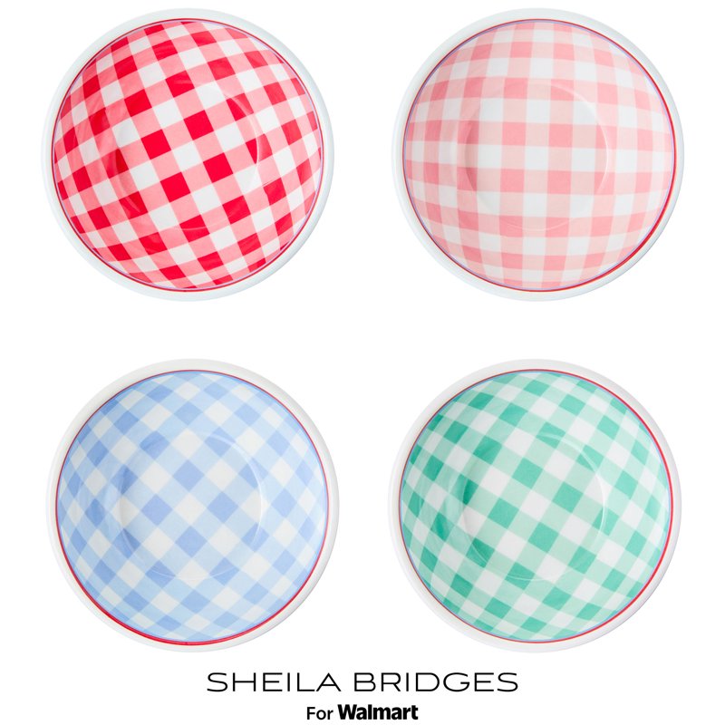 Gingham Melamine Dip Bowls Set - Multicolor, 4 Count