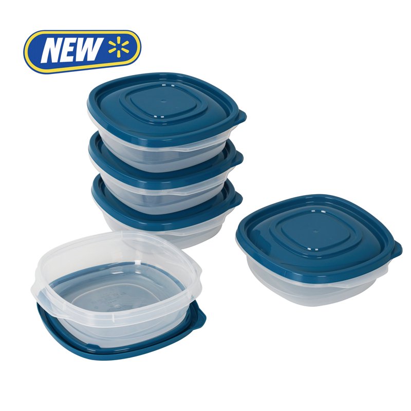Square Plastic Food Storage Containers - 2.9 Cup, 5 Pack