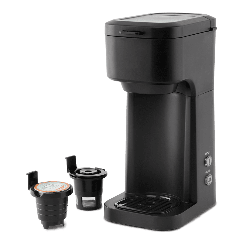 Dual Brew Single Serve Coffee Maker - Black Matte, 14 oz Reservoir