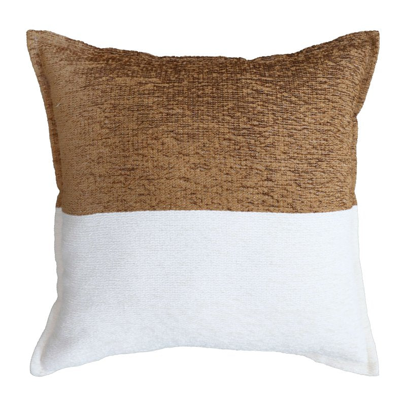 Decorative Square Throw Pillow 18x18 Brown Two-Tone Polyester Cotton