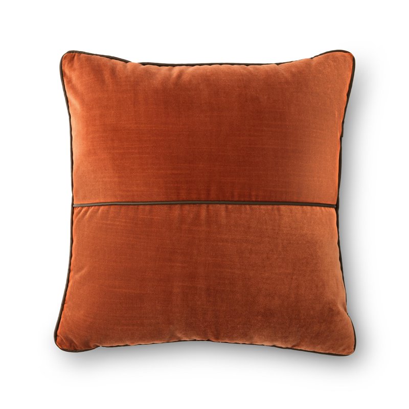 Decorative Pillow Cover 18x18 Auburn Sun Velvet with Faux Leather Trim - Mainstays