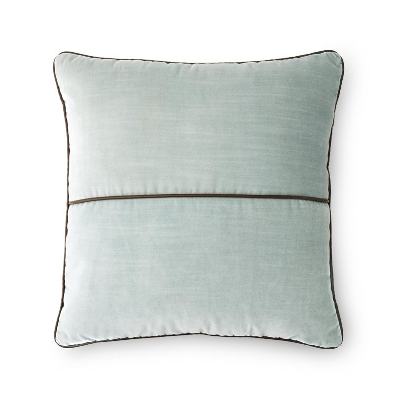 Mainstays Green River Velvet Decorative Pillow Cover - 18x18 with Faux Leather Trim - Variation of THIS listing