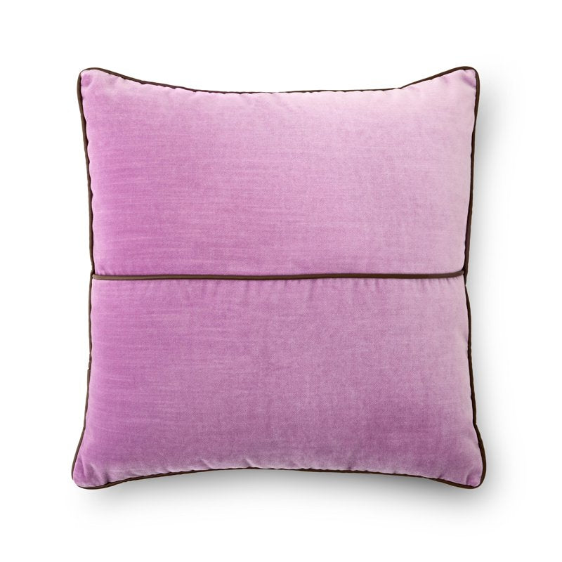 Lilac Bloom Velvet Decorative Pillow Cover 18x18 with Faux Leather Trim - Mainstays