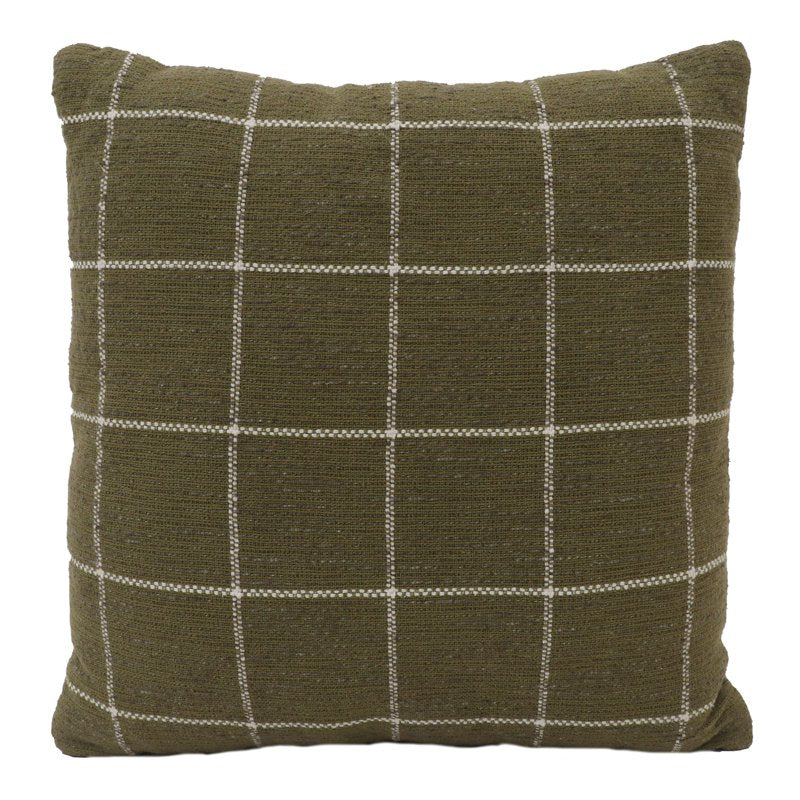 Olive Windowpane Throw Pillow 18x18 Decorative Cushion for Home