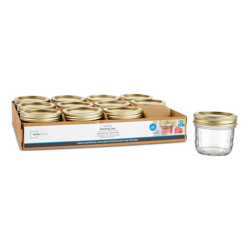 8 oz Wide Mouth Mason Jars - 12 Pack with Lids & Rings - Single