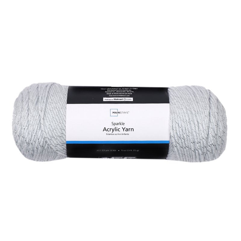 Sparkle Acrylic Yarn - Medium Weight, 5 oz, Platinum Silver