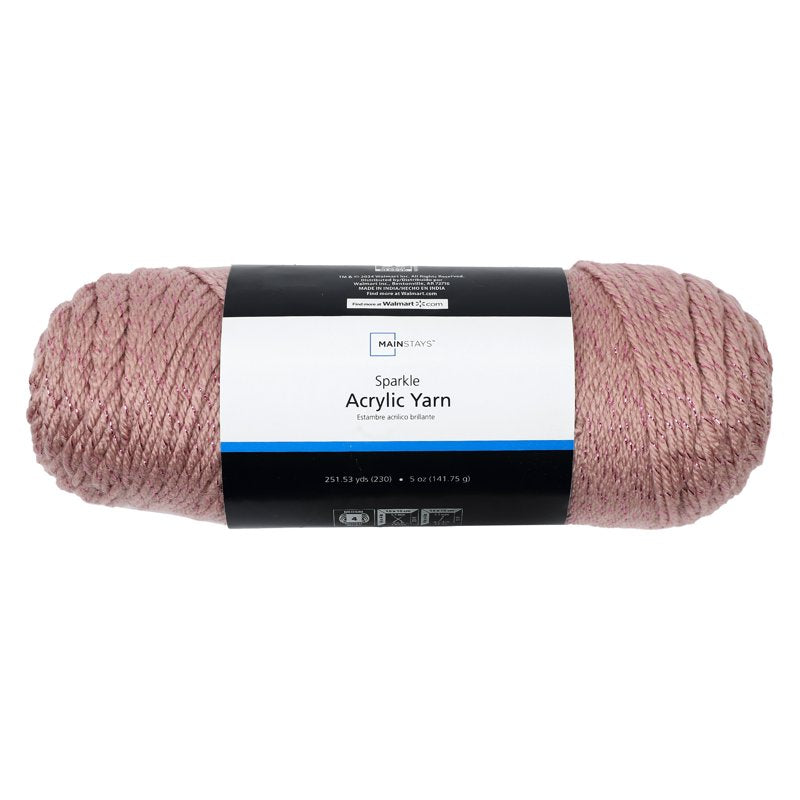 Sparkle Acrylic Yarn - Medium Weight, 5 Oz, Rose Fume, Knitting & Crochet