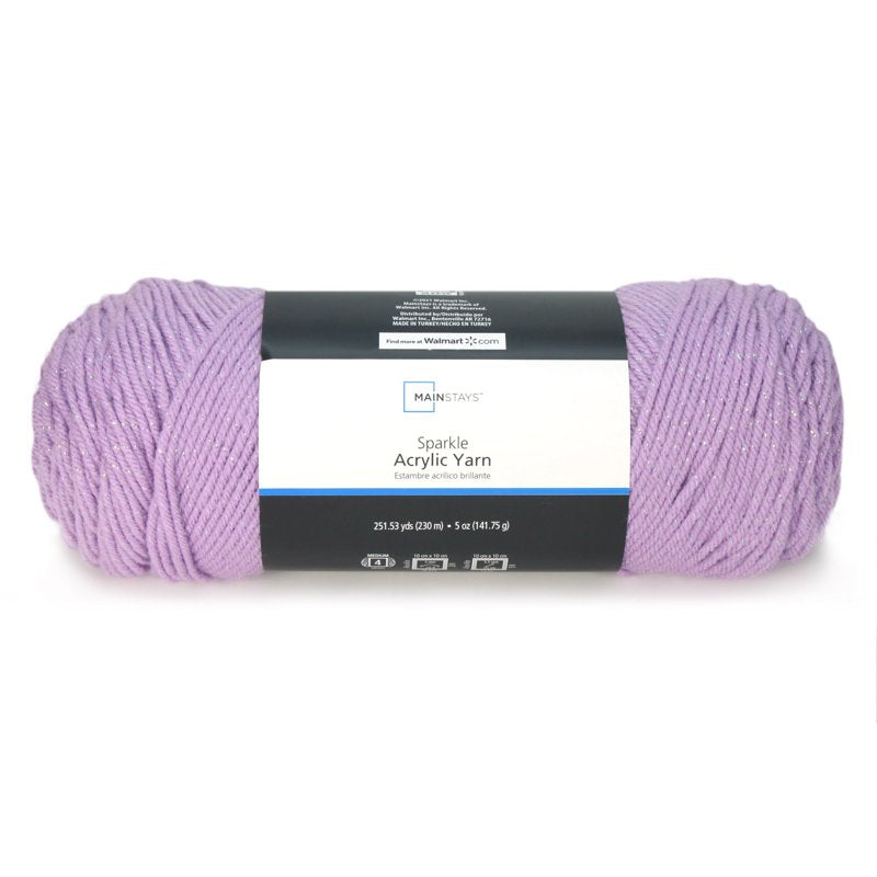 Sparkle Acrylic Yarn 5oz - Sweet Violet - Medium Weight Glitter Yarn for Knitting & Crochet