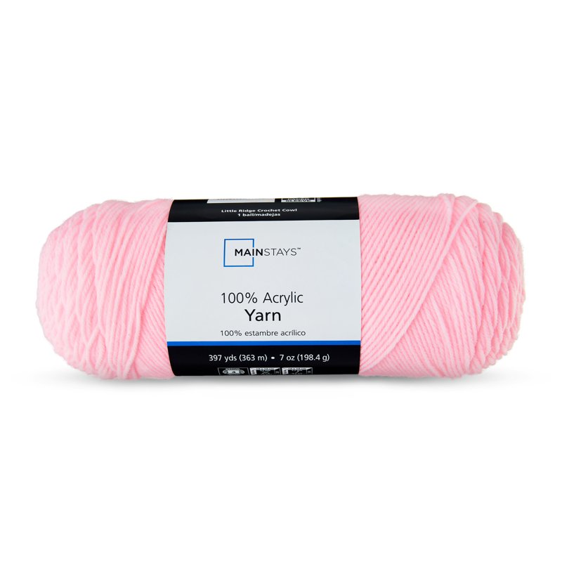 Mainstays Medium Acrylic Yarn - 7oz Swim Pink, Versatile Craft Yarn