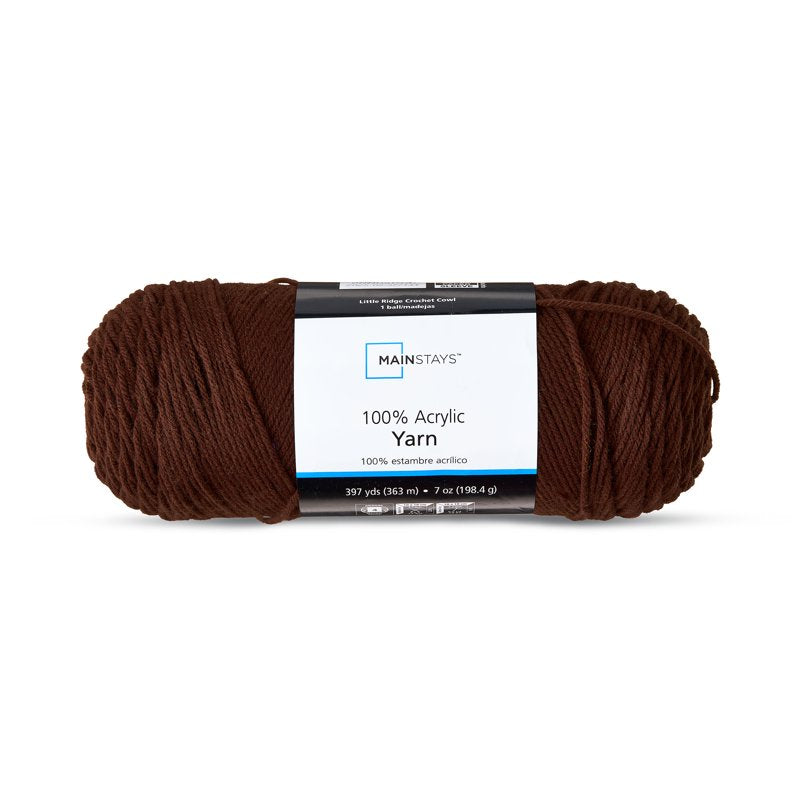 Mainstays Medium Acrylic Yarn - Warm Chocolate, 7 oz, 397 Yards