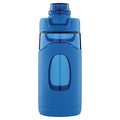 16 oz Blue Tritan Water Bottle with Silicone Grip and Flip-Top Lid