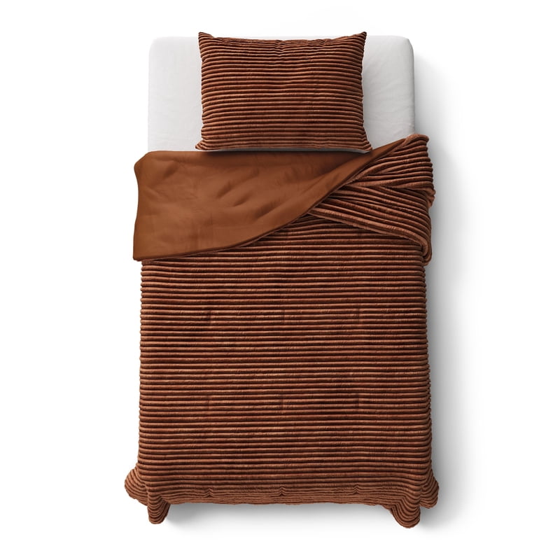 Kids Orange Comforter Set - Twin, Plush Ribbed Corduroy 2 Pieces