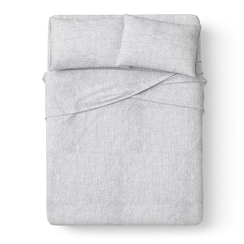 Kids Full Gray Cotton Percale Bed Sheet Set - 4 Pieces