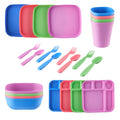 Kids 24-Piece Multicolor Plastic Dinnerware Set - Pink
