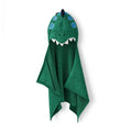 Kids Hooded Cotton Terry Bath Towel - Green Dino, 25x50 Inches