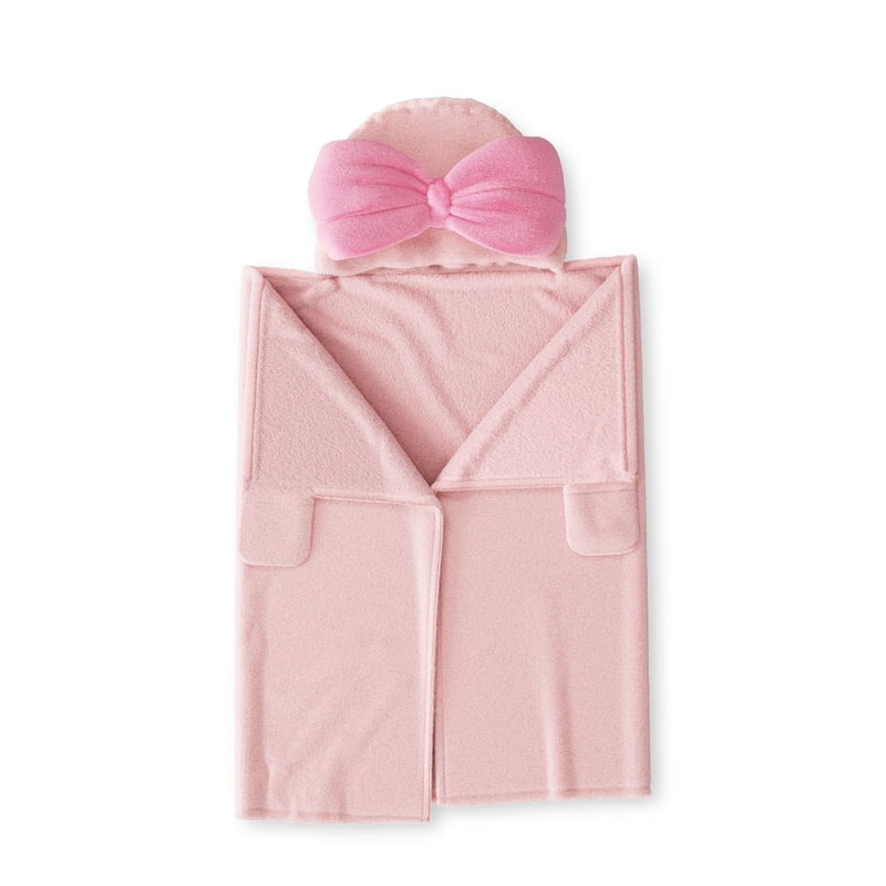 Kids Hooded Plush Throw Blanket with Bows - Pink Dino, 50x40 Inches - Cozy & Soft