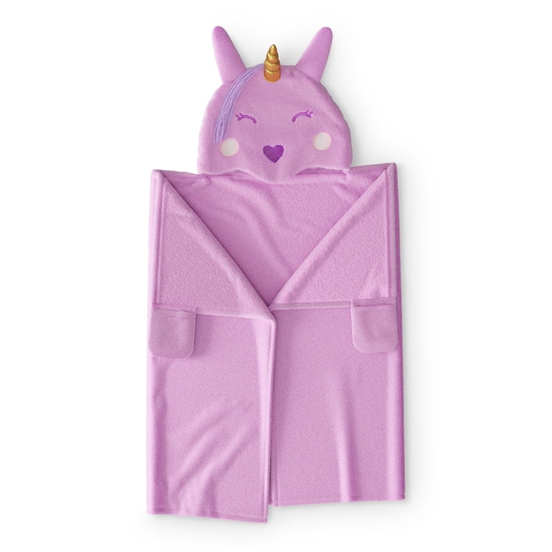 Kids Hooded Plush Throw Blanket - Unicorn, 50x40 Inches, Cozy & Lightweight